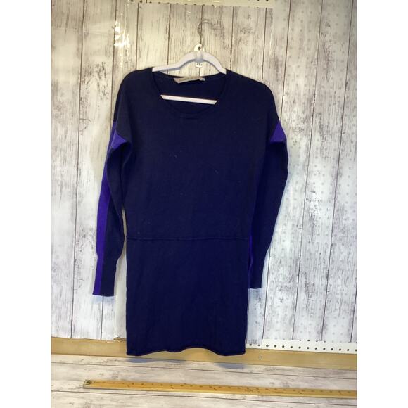Athleta Merino Wool Sweater Dress XXS Purple Blue Long Sleeve Knit Mini Women’s - Picture 3 of 7
